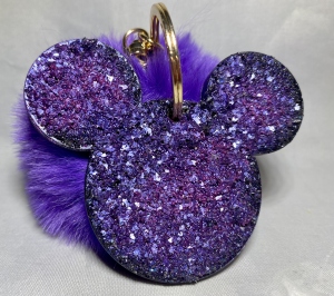 Druzy Mickey Mouse Key Chain - Purple Delight