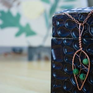 Blackthorn Leaf - Canadian Jade - Copper Necklace
