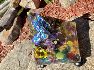 Pansy Garden Resin Pyramid with LED Lights