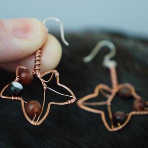 English Ivy Leaf Copper Earrings