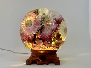 Natural Straw Flower Sphere Art Decor/Nightlight