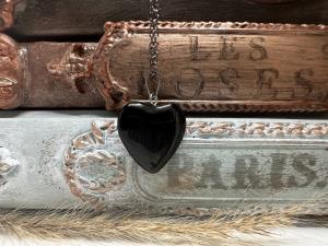 Healing Heart Crystal Pendant Necklace - Obsidian