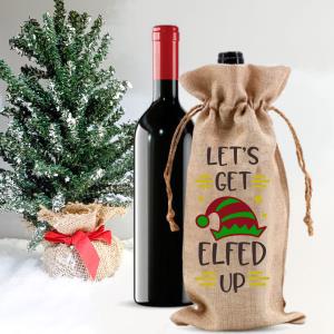 Christmas Holiday Wine Tote (Colored Lettering)