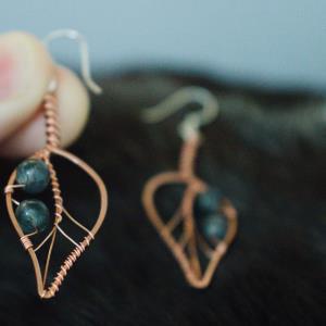 Blackthorn Leaf Copper Earrings