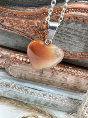 Healing Heart Crystal Pendant Necklace - Red Agate