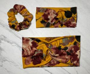 Mom and Me Headband - Floral on Mustard