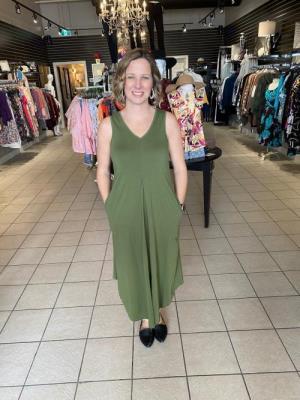 Forest Green Dress with Pockets