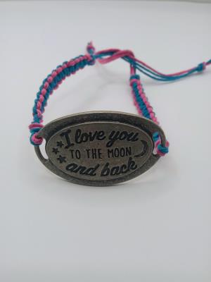 I love you to the moon and back hemp bracelet