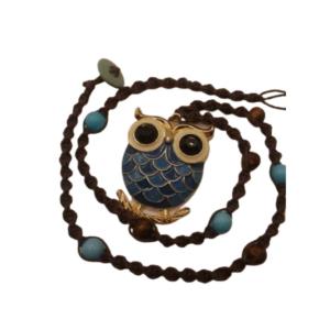 Blue Owl Hemp Necklace