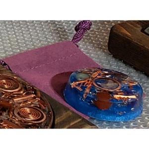 Orgonite - 1.25" pocket purse disc with tiny velvet storage pouch