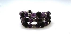 Lava and Amethyst Memory wire Bracelet